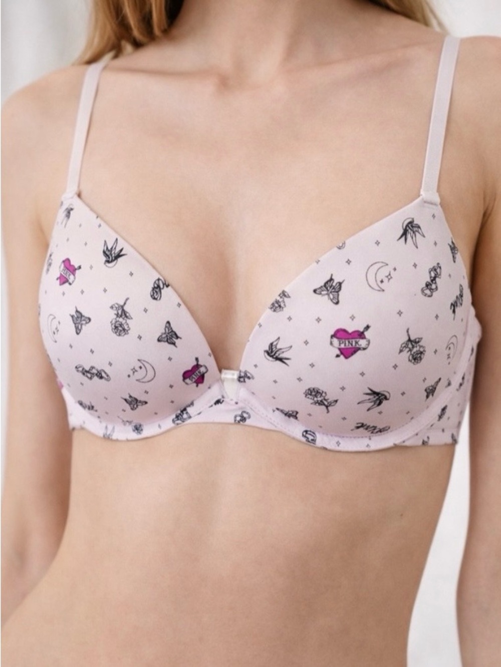 Pink Victoria’s Secret Wear Everywhere Super Push Up Bra Pink 32C Pink Tattoo